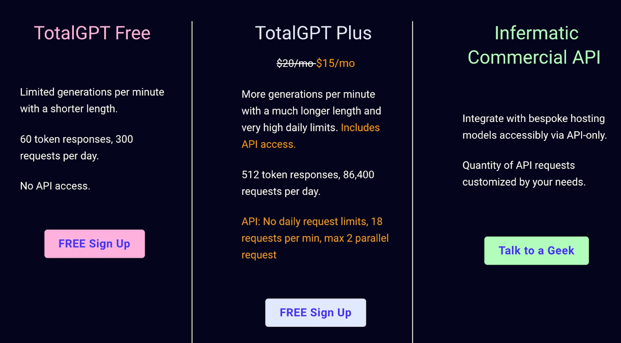 Infermatic AI Pricing