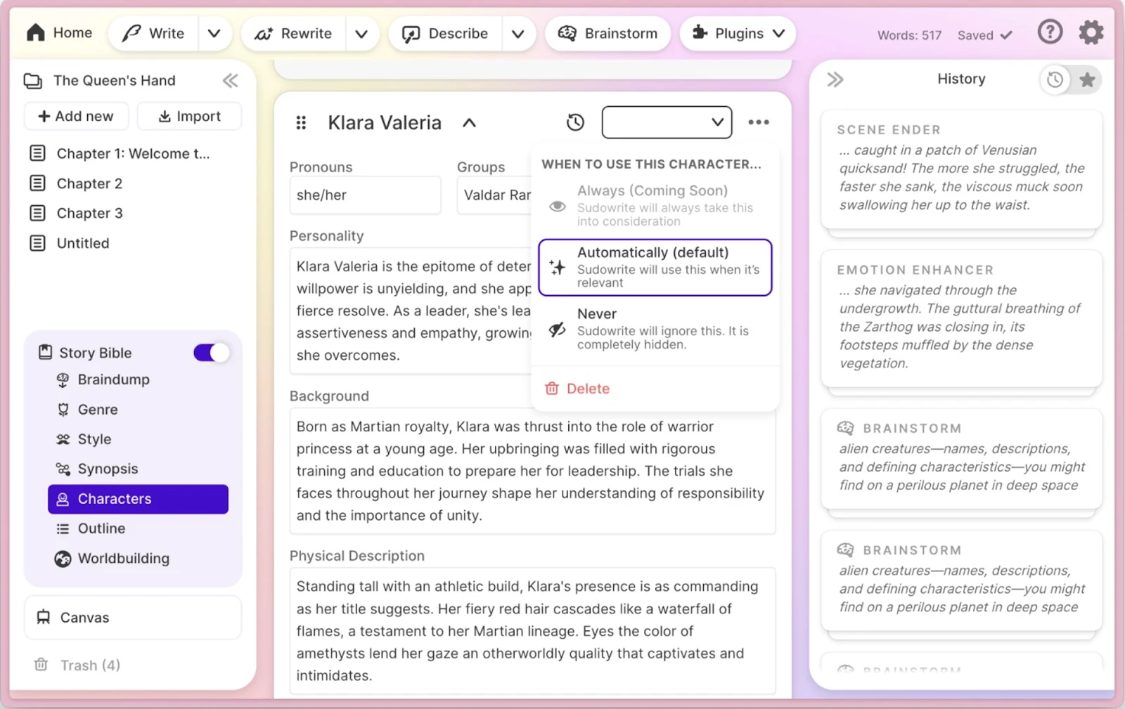 Sudowrite UI